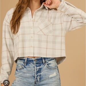Lilliana flannel crop blouse